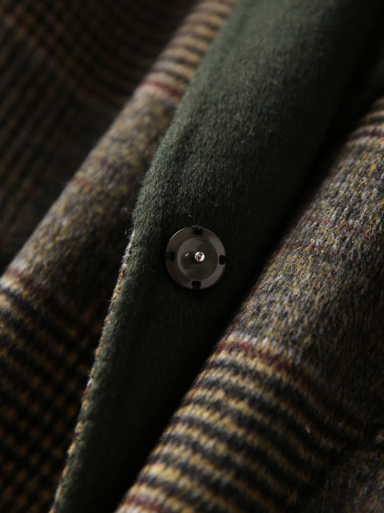 Classic plaid wool coat for winter