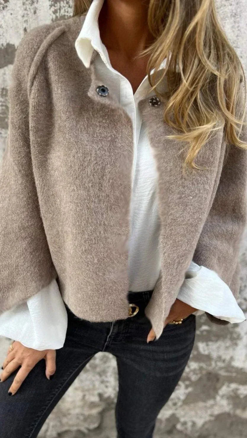 Celine - Round-neck wool cardigan with long sleeves