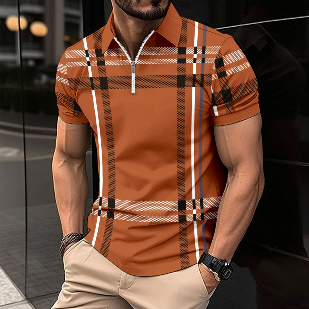 Elegant men's polo shirt with check pattern