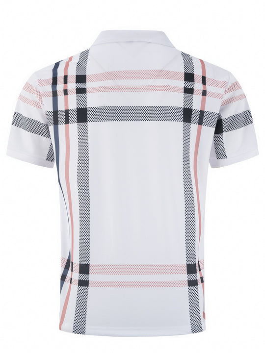 Elegant men's polo shirt with check pattern