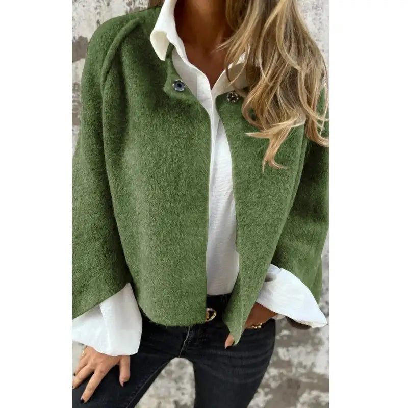 Celine - Round-neck wool cardigan with long sleeves