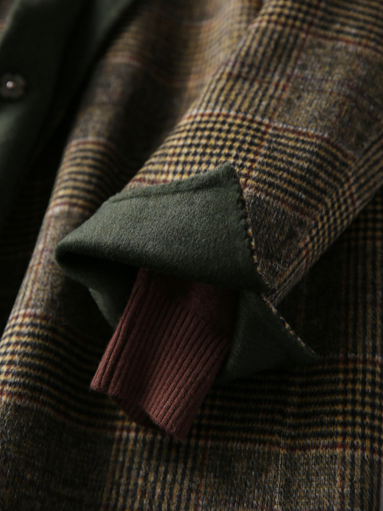 Classic plaid wool coat for winter