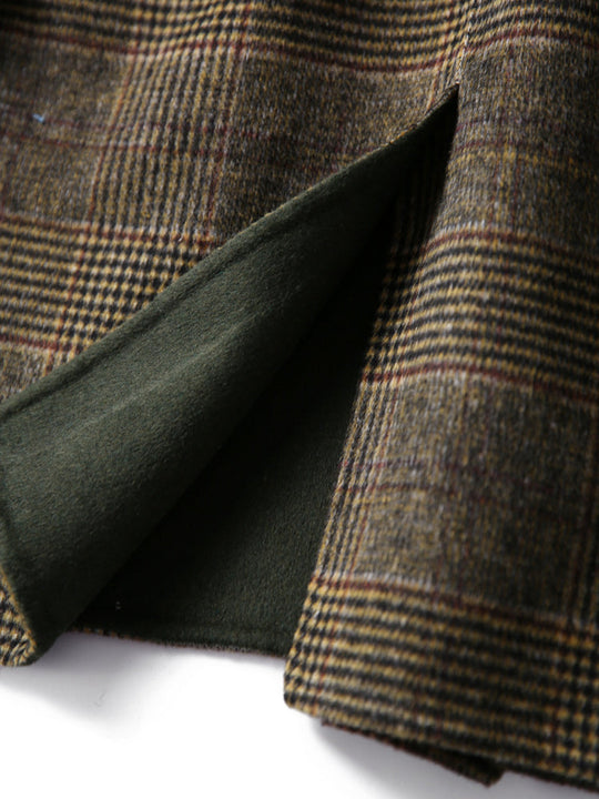 Classic plaid wool coat for winter