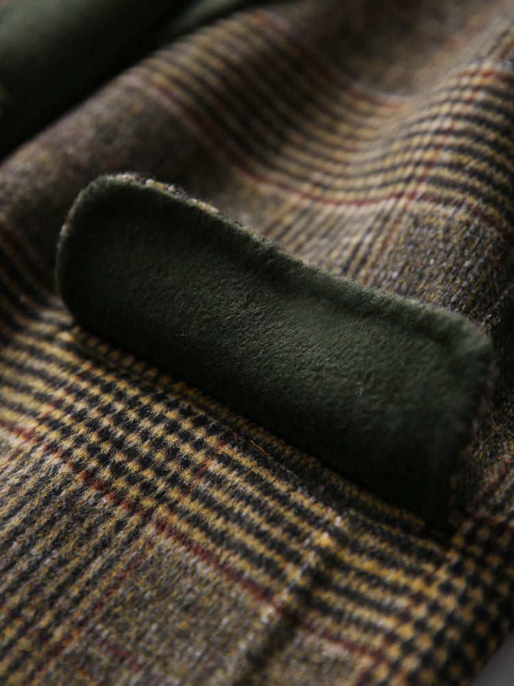 Classic plaid wool coat for winter