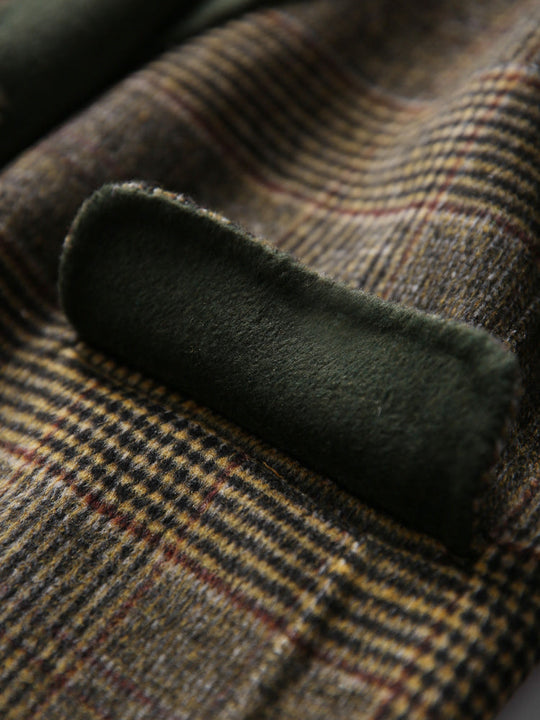 Classic plaid wool coat for winter