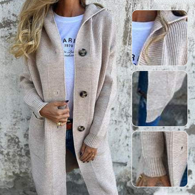 Knotted hooded cardigan for women