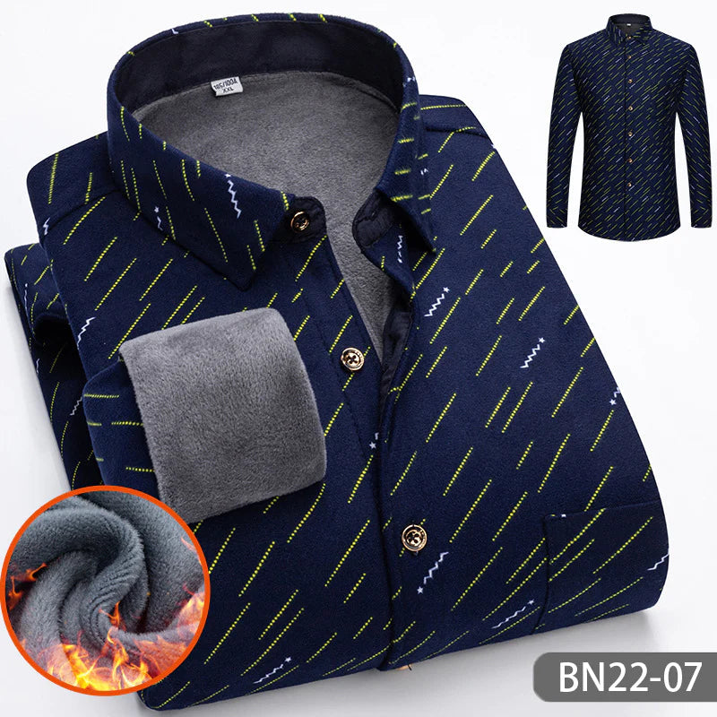 Casual, thick, warm checked fleece shirt for autumn and winter