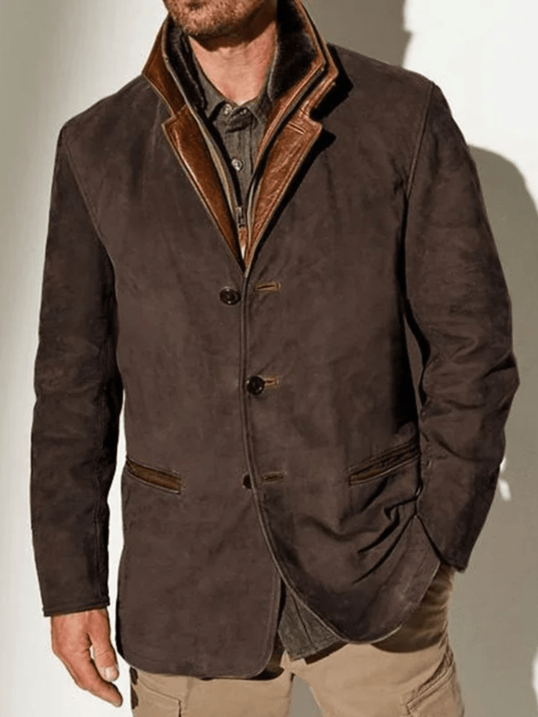 Dominic | Retro suede jacket with refined double collar